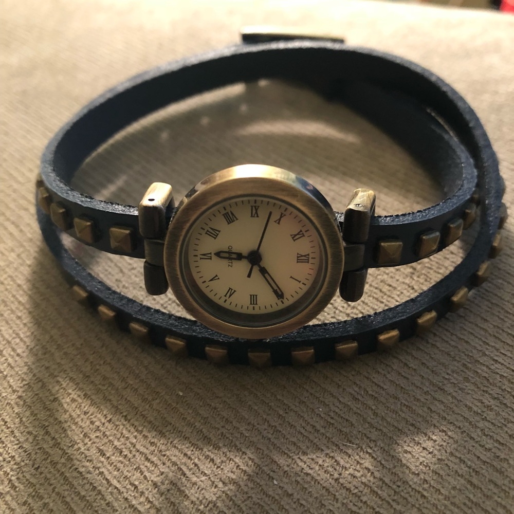 Navy brass studded Watch